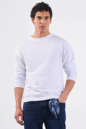 Beyaz    Erkek Sweatshırt - Regular Fit
