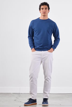 Erkek Regular Fit Bisiklet Yaka Açık Lacivert Sweatshirt