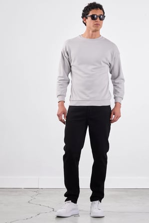 Erkek Regular Fit Bisiklet Yaka Açık Gri Sweatshirt