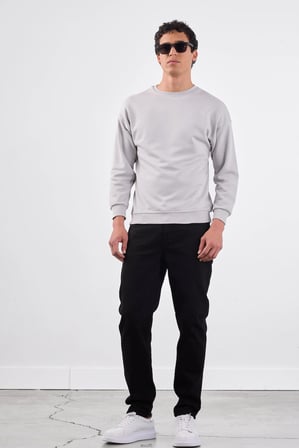 Erkek Regular Fit Bisiklet Yaka Açık Gri Sweatshirt