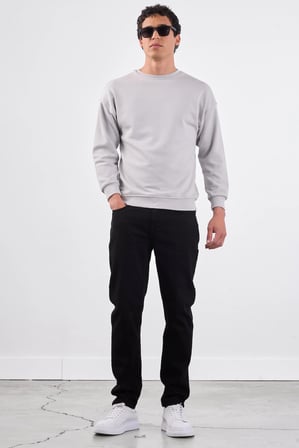 Erkek Regular Fit Bisiklet Yaka Açık Gri Sweatshirt