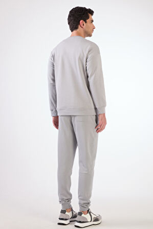 Bej Bisiklet Yaka Regular Fit Erkek Sweatshirt