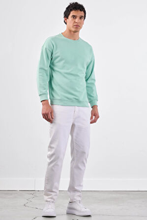 Mint Yeşili    Erkek Sweatshırt - Regular Fit