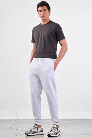 Beyaz    Erkek Eşofman Altı - Regular Fit