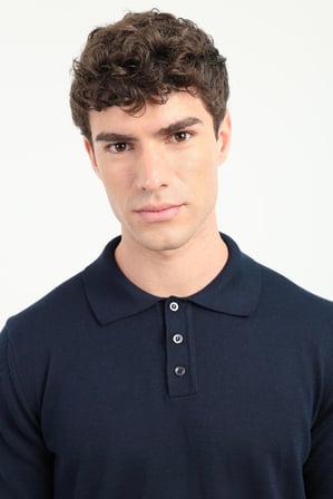 Erkek Regular Fit Polo Yaka Lacivert Triko