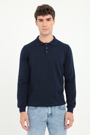 Erkek Regular Fit Polo Yaka Lacivert Triko
