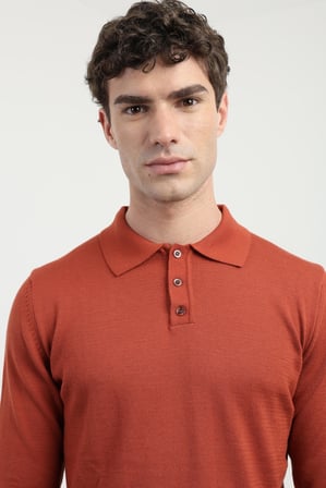 Erkek Regular Fit Polo Yaka Kiremit Triko