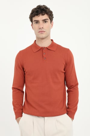 Erkek Regular Fit Polo Yaka Kiremit Triko