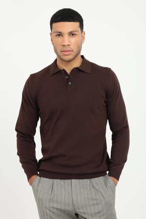 Erkek Regular Fit Polo Yaka Kahve Triko