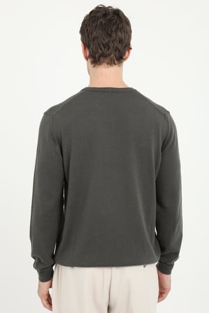 Erkek Regular Fit V Yaka Haki Triko