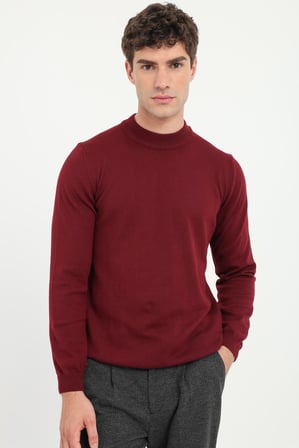 Erkek Regular Fit Yarım Balıkçı Yaka Bordo Triko