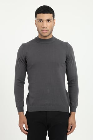 Erkek Regular Fit Yarım Balıkçı Yaka Antrasit Triko