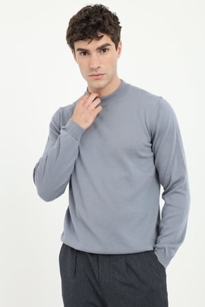 Erkek Regular Fit Yarım Balıkçı Yaka Gri Melanj Triko