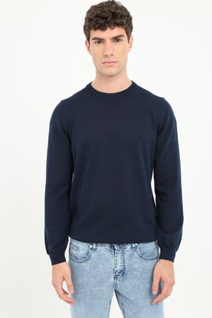 Erkek Regular Fit Bisiklet Yaka Lacivert Triko
