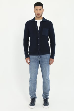 Erkek Regular Fit Polo Yaka Lacivert Hırka