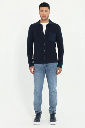 Erkek Regular Fit Polo Yaka Lacivert Hırka