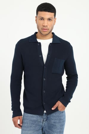 Erkek Regular Fit Polo Yaka Lacivert Hırka