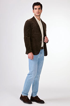 Kahve    Erkek Ceket - Slim Fit
