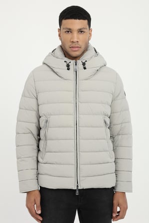 Erkek Slim Fit Kapüşonlu Açık Gri Mont