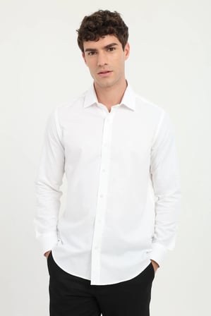 Erkek Slim Fit Uzun Kol Beyaz Gömlek