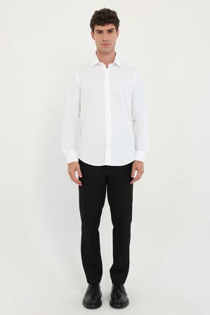 Erkek Slim Fit Uzun Kol Beyaz Gömlek