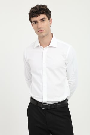 Erkek Slim Fit Uzun Kol Beyaz Gömlek