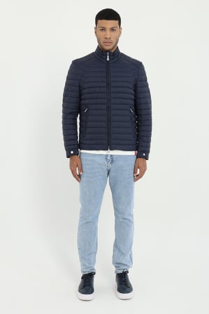Erkek Slim Fit Kapüşonlu Lacivert Mont