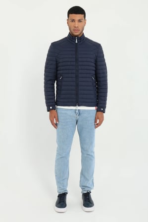 Erkek Slim Fit Kapüşonlu Lacivert Mont