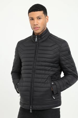 Erkek Slim Fit Kapüşonlu Siyah Mont