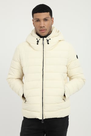 Erkek Slim Fit Kapüşonlu Bej Mont