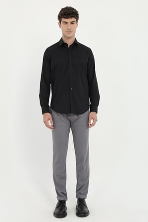 Erkek Slim Fit Uzun Kol Siyah Gömlek