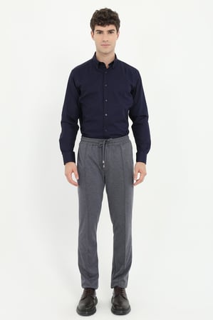 Erkek Slim Fit Lacivert Örme Pantolon