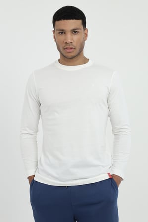 Erkek Regular Fit Bisiklet Yaka Beyaz Sweatshirt