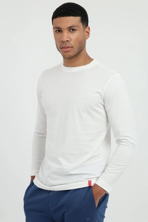 Erkek Regular Fit Bisiklet Yaka Beyaz Sweatshirt