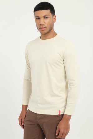 Erkek Regular Fit Bisiklet Yaka Bej Sweatshirt