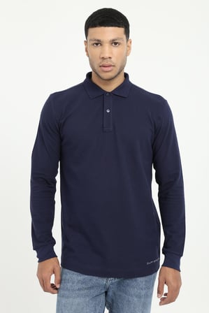 Erkek Regular Fit Polo Yaka Lacivert Sweatshirt