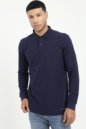Erkek Regular Fit Polo Yaka Lacivert Sweatshirt