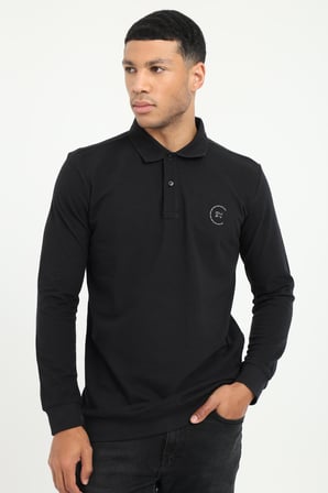 Erkek Regular Fit Polo Yaka Siyah Sweatshirt
