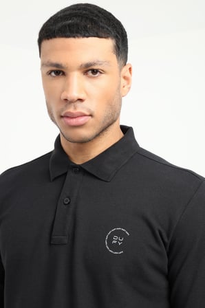 Erkek Regular Fit Polo Yaka Siyah Sweatshirt