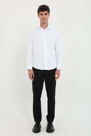 Erkek Slim Fit Uzun Kol Beyaz Gömlek