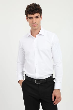 Erkek Slim Fit Uzun Kol Beyaz Gömlek
