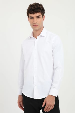 Erkek Slim Fit Uzun Kol Beyaz Gömlek