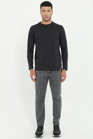 Erkek Regular Fit Bisiklet Yaka Siyah Sweatshirt