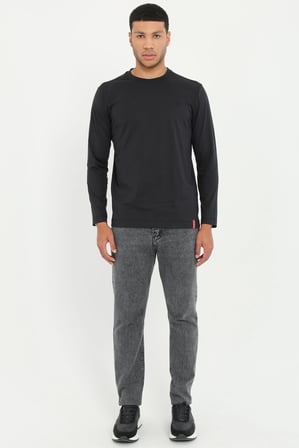 Erkek Regular Fit Bisiklet Yaka Siyah Sweatshirt
