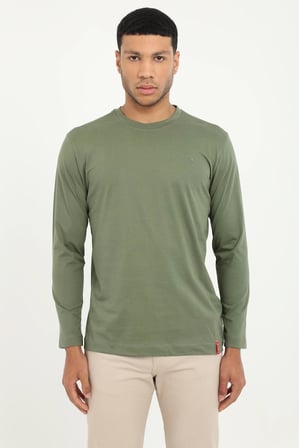 Erkek Regular Fit Bisiklet Yaka Haki Sweatshirt