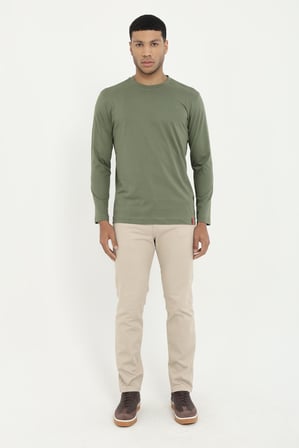 Erkek Regular Fit Bisiklet Yaka Haki Sweatshirt