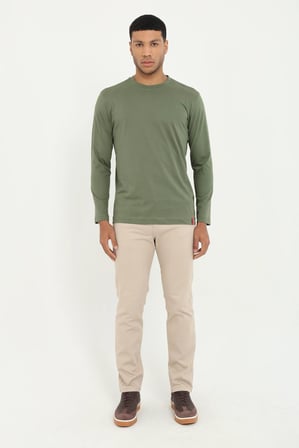 Erkek Regular Fit Bisiklet Yaka Haki Sweatshirt