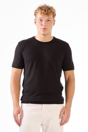 Erkek Slim Fit Bisiklet Yaka Siyah Triko T-shirt