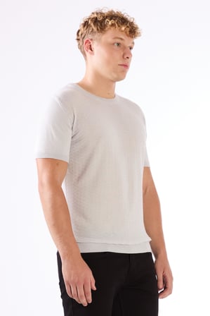 Erkek Slim Fit Bisiklet Yaka Açık Gri Triko T-shirt