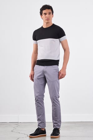 Erkek Slim Fit Bisiklet Yaka Siyah Triko T-shirt